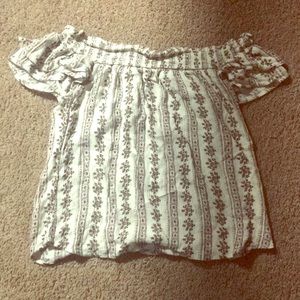 off the shoulder top with flower pattern